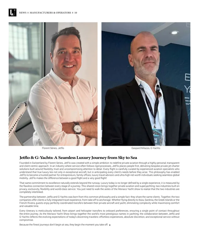 El reportaje de JetFlo y G-Yachts en Ultimate Jet n.º 98, página 10